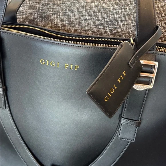 GIGI PIP Hayes Black Leather Hat Carrier Carrying Tote Travel Bag - Picture 4 of 14